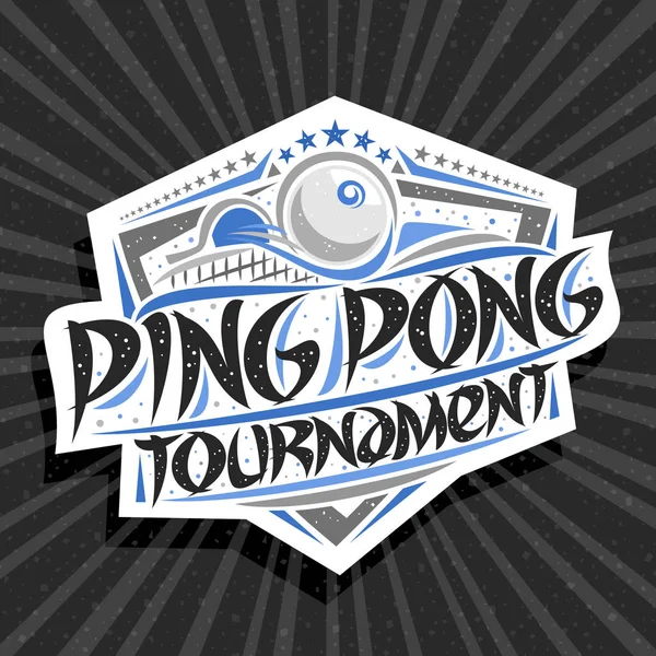Ping Pong Turnuvası Için Vektör Logosu Kalede Topa Vuran Modern — Stok Vektör