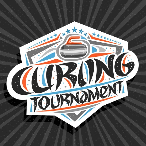 Vector Logo Voor Curling Toernooi Moderne Bewegwijzering Met Het Gooien — Stockvector