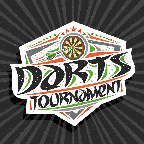Vektor Logó Darts Tournament Modern Felirat Nyíllal Dobott Dartboard Eredeti — Stock Vector