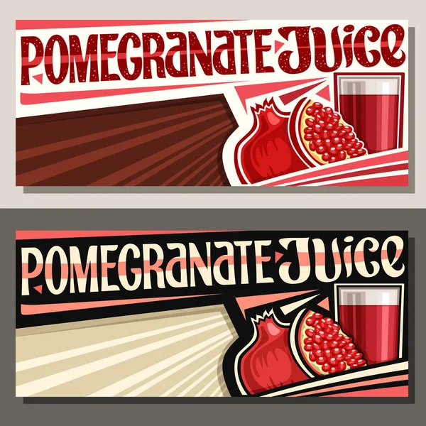 Vektor Banner Für Granatapfelsaft Mit Copyspace Horizontale Grundrisse Mit Illustration — Stockvektor