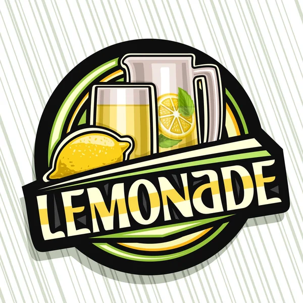 Logotipo Vetor Para Limonada Sinal Decorativo Escuro Com Ilustração Limão — Vetor de Stock