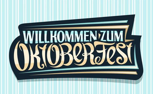 Karta Wektorowa Oktoberfest Kreatywna Czcionka Kaligraficzna Festiwal Piwa Ozdobnymi Paskami — Wektor stockowy