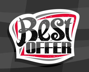 En İyi Teklif için vektör logosu, Kara Cuma için beyaz dekoratif rozet ya da özel el yazısıyla yazılmış harflerle özel pazartesi indirimi..