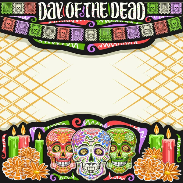 Marco Vectorial Para Día Los Muertos Con Espacio Copia Diseño — Vector de stock