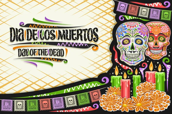 Cartão Vetor Para Dia Los Muertos Com Espaço Cópia Layout — Vetor de Stock