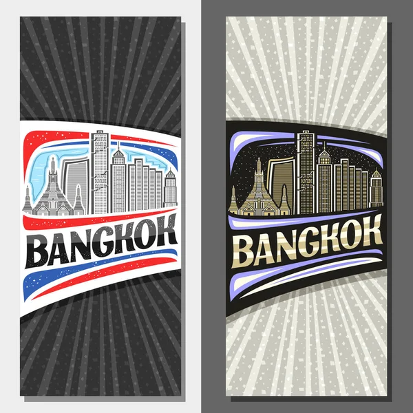 Diseños Vectoriales Para Bangkok Folleto Decorativo Con Ilustración Esquemática Del — Vector de stock