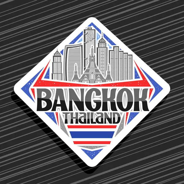 Vektori Logo Bangkok Valkoinen Liikennemerkki Kuva Modernin Bangkok Kaupunki Scape — vektorikuva