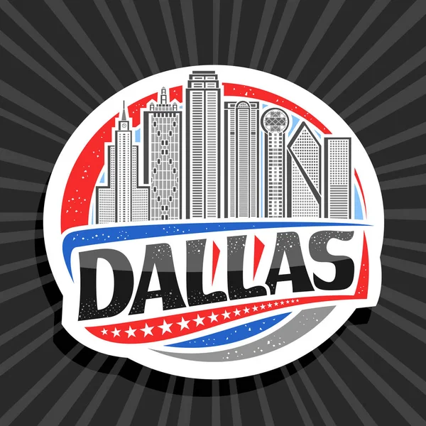 Logotipo Vetor Para Dallas Emblema Decorativo Branco Com Ilustração Esboço — Vetor de Stock