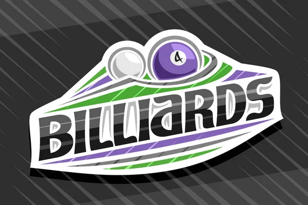 Logotipo Vectorial Para Billiards Sport Emblema Moderno Blanco Con Ilustración — Archivo Imágenes Vectoriales