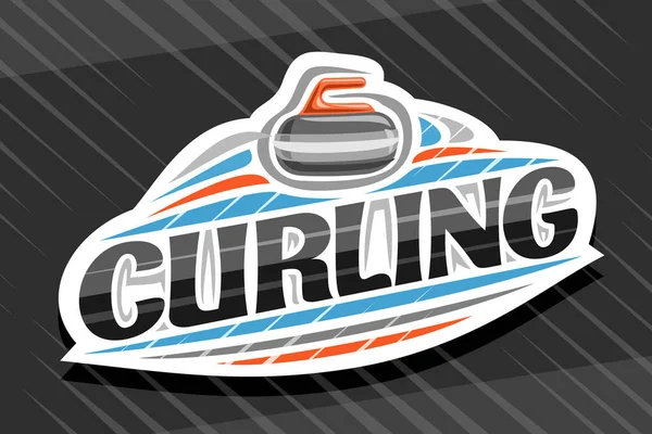 Vektorové Logo Pro Curling Sport Bílý Moderní Znak Ilustrací Posuvného — Stockový vektor