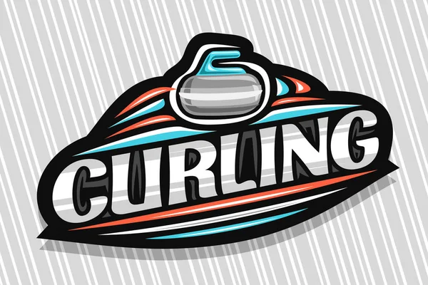 Vektorové Logo Pro Curling Sport Tmavý Moderní Znak Ilustrací Posuvného — Stockový vektor