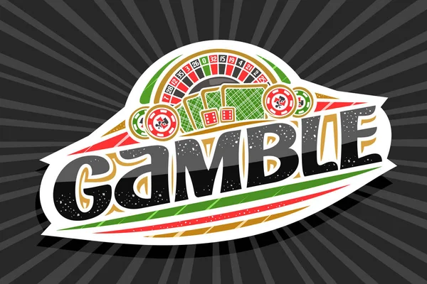 Logotipo Vectorial Para Gamble Insignia Blanca Moderna Con Ilustración Ruleta — Archivo Imágenes Vectoriales