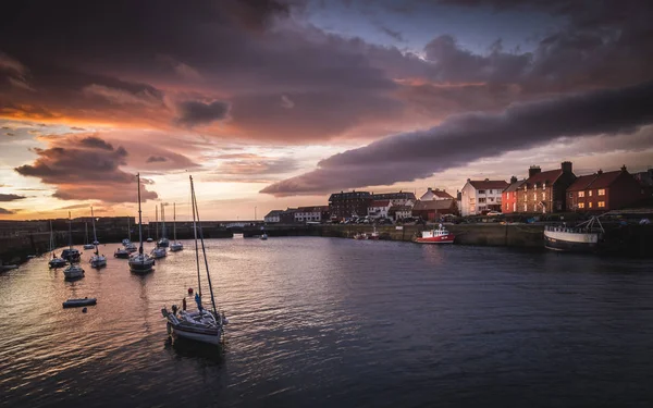 Primeras Luces Puerto Dunbar Escocia — Stockfoto