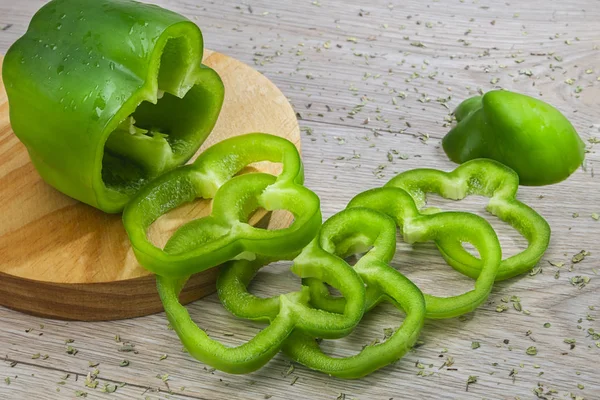 Green pepper cut into slices