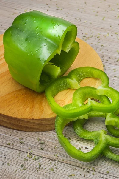 Green pepper cut into slices
