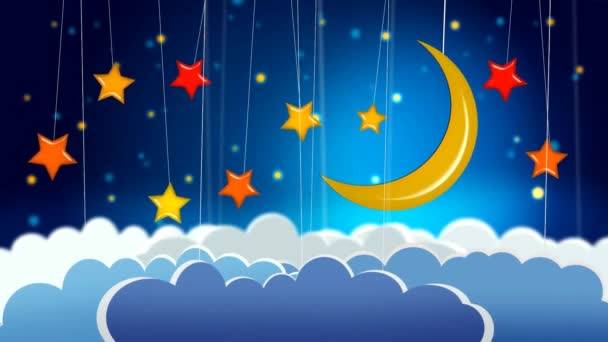 Καλύτερο Νυχτερινό Ουρανό Κίτρινο Φεγγάρι Και Αστέρια Καλύτερο Βρόχο Φόντο — Αρχείο Βίντεο