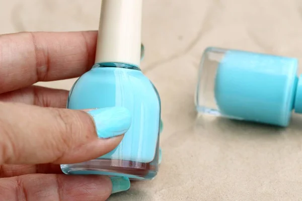 blue nail polish bottles