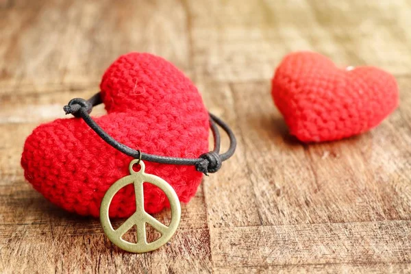 Peace symbol leather necklace