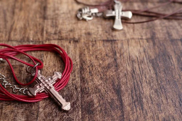 Cross Symbol Leather Necklace — Stock Photo, Image
