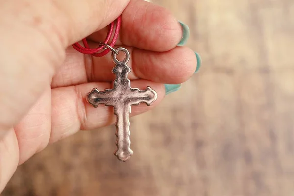 Cross Symbol Leather Necklace — Stock Photo, Image