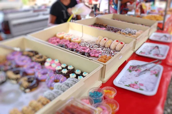 Süße Donuts Beim Streetfood — Stockfoto