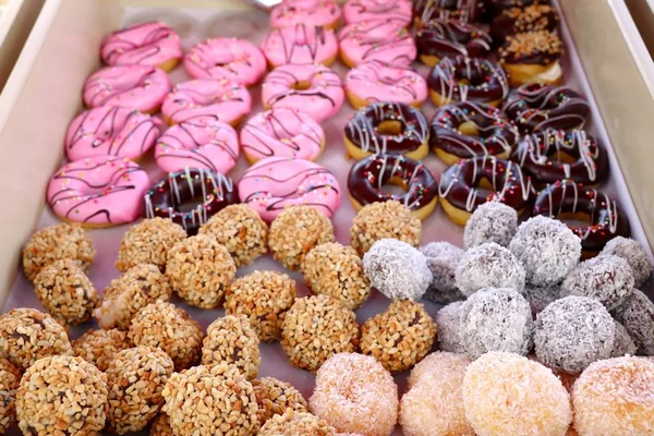 Süße Donuts Beim Streetfood — Stockfoto