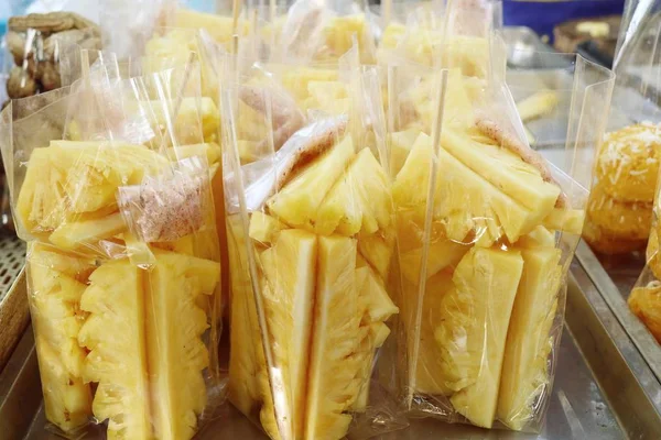 Ananas Auf Streetfood — Stockfoto