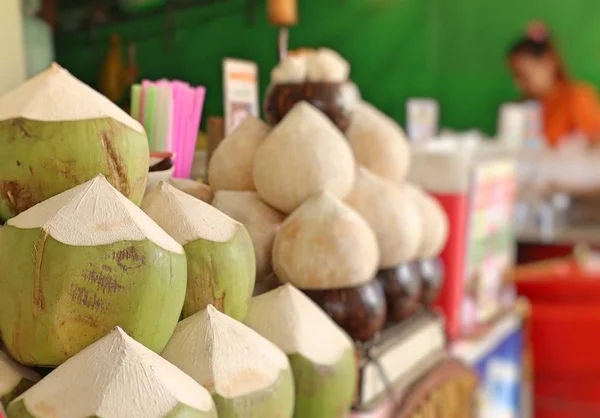 Kokos Pouliční Stánky Jídlem — Stock fotografie