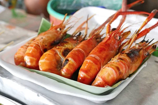 Udang Panggang Jalan Makanan — Stok Foto