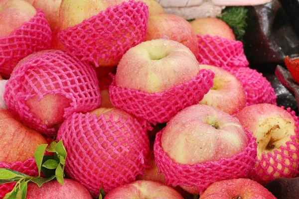 Fruta Maçãs Comida Rua — Fotografia de Stock