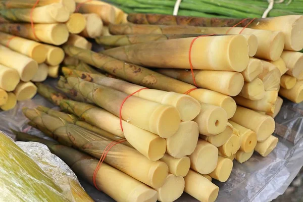 Střílet Bambus Pouliční Stánky Jídlem — Stock fotografie