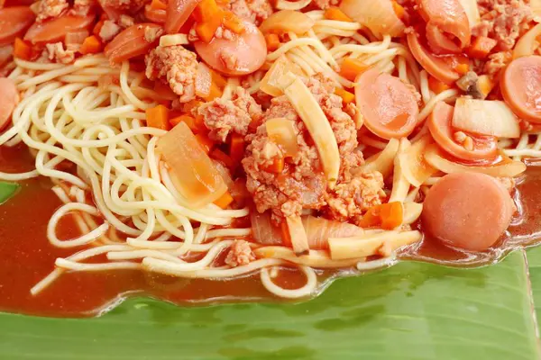 Spaghetti Straat Eten — Stockfoto