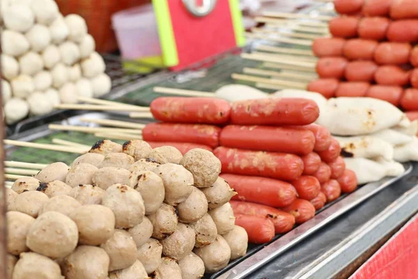 Polpette Alla Griglia Salsiccia Cibo Strada — Foto Stock