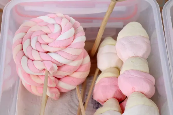 Süßer Marshmallow Beim Streetfood — Stockfoto