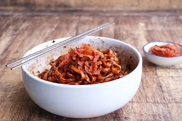 Instant Black Noodles Korean Food — Stock Photo, Image