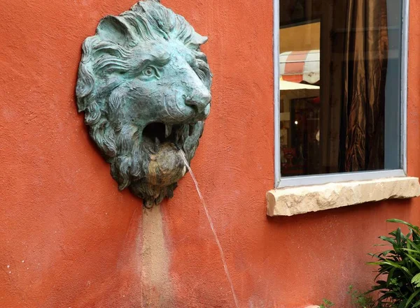 Lion Statue Spitting Water — Stock Photo, Image