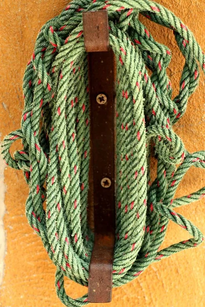 Green Rope Tied Steel — Stock Photo, Image