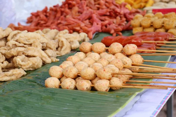 Gehaktballen Worst Straat Eten — Stockfoto