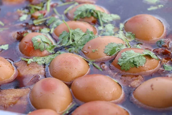 Ovos Carne Porco Molho Marrom — Fotografia de Stock