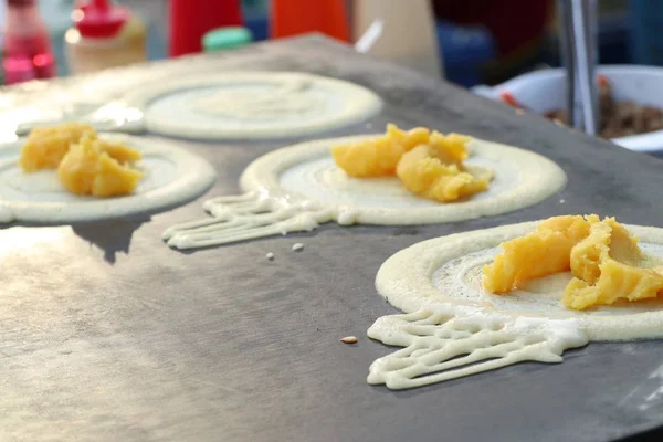 Pancake Sausage Street Food — Stock Photo, Image