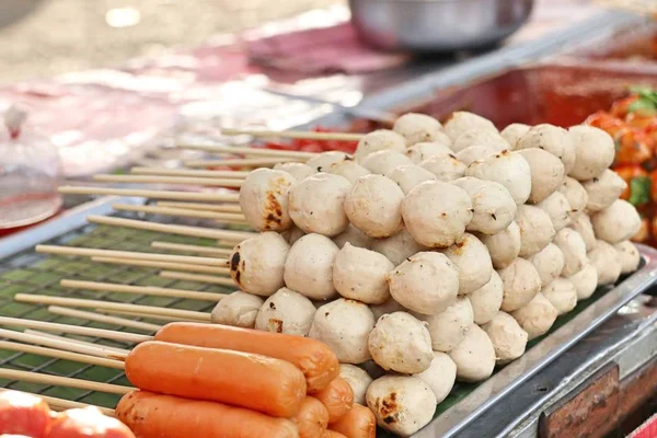 Gegrilde Gehaktballetjes Straat Eten — Stockfoto