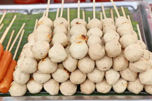 Gegrilde Gehaktballetjes Straat Eten — Stockfoto