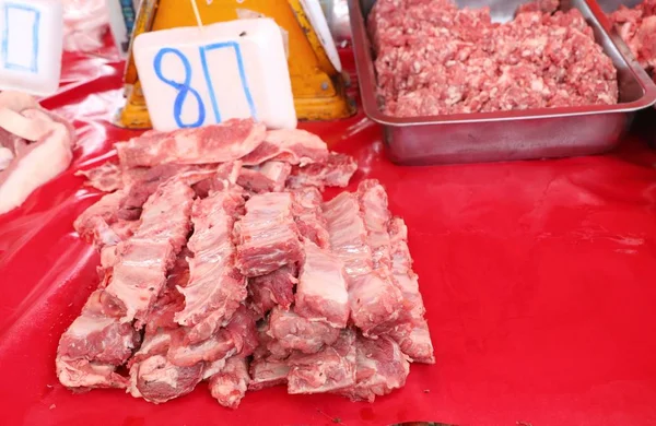 Viande Porc Fraîche Sur Marché — Photo