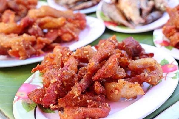 Gebratenes Schweinefleisch Beim Streetfood — Stockfoto