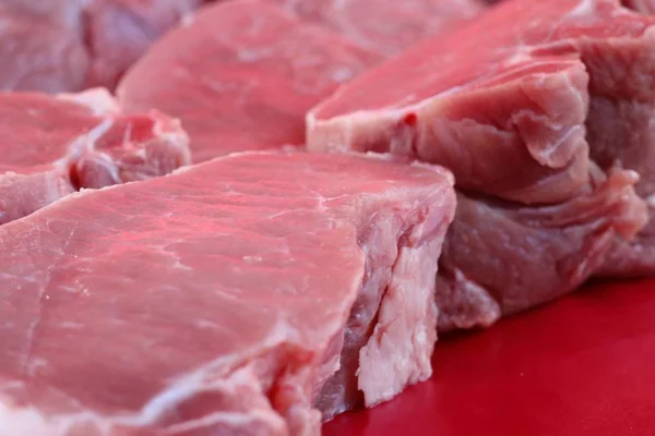 Carni Suine Fresche Sul Mercato — Foto Stock