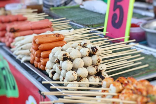 Stock image Grilled meatballs at street food