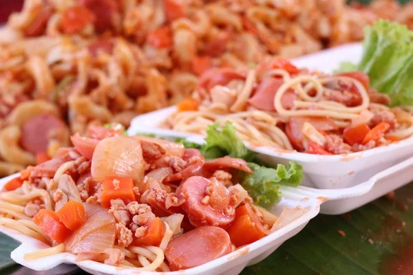 Spaghetti Straat Eten — Stockfoto