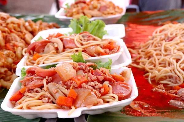 Spaghetti Beim Streetfood — Stockfoto