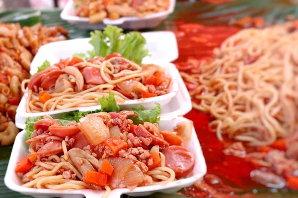 Spaghetti Straat Eten — Stockfoto