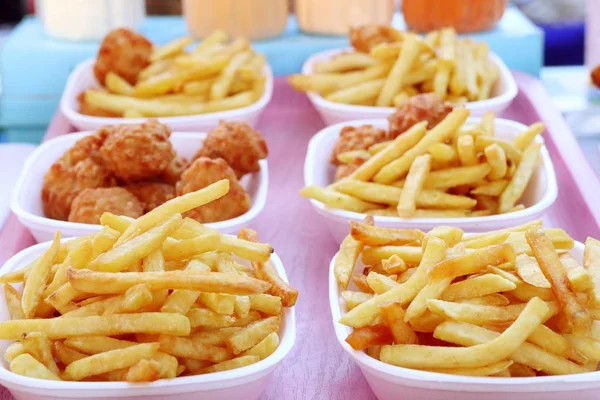French Fries Fried Nuggets — Stock Photo, Image